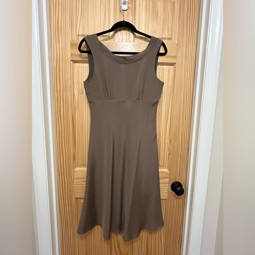J.Crew Fully-Lined Sleeveless 100% Silk Special Occasion Dress in Taupe Size 10